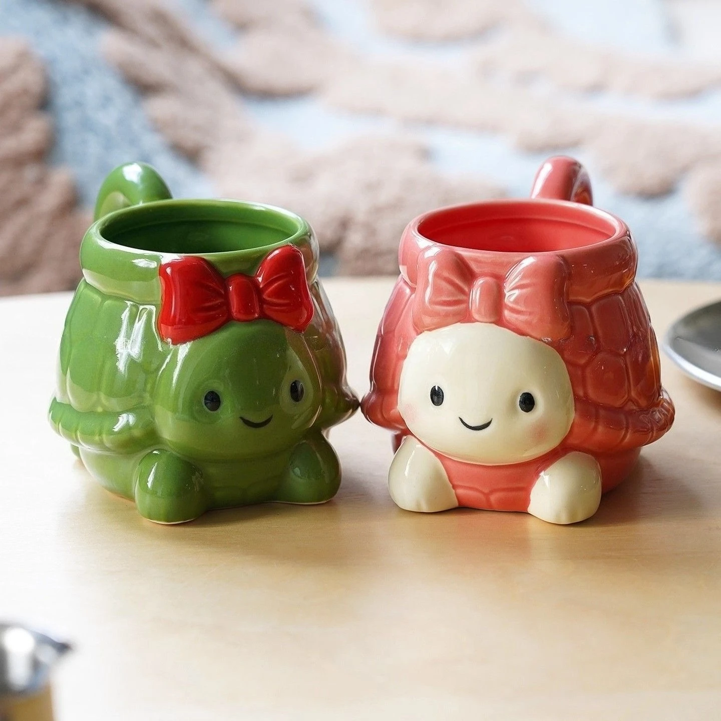 Creative Turtle Ceramic Mug, Cute Couple Water Cup, Household Cartoon Coffee Mugs, Breakfast Milk Cups, Holiday Gift Tea Cup