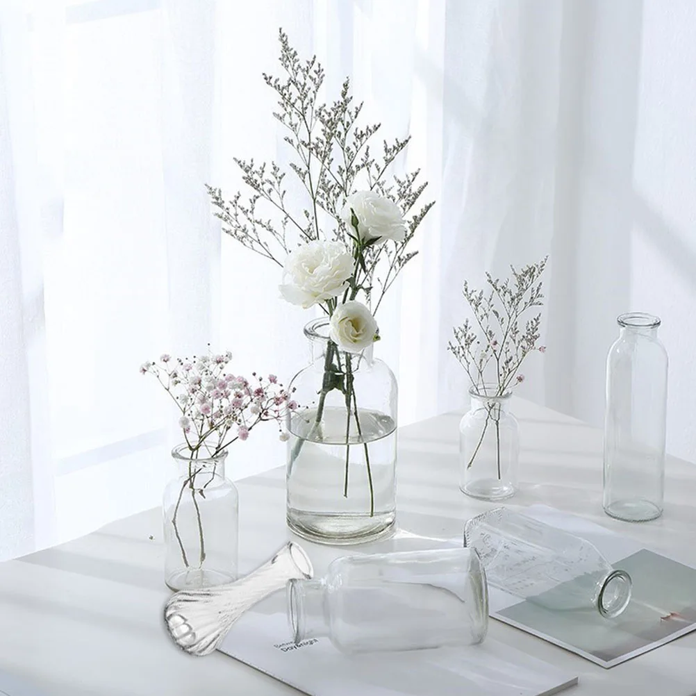 

4 Pcs Simple Flower Vase Creative Transparent Glass Tabletop Decor Adornment Arrangement Container for Flowers