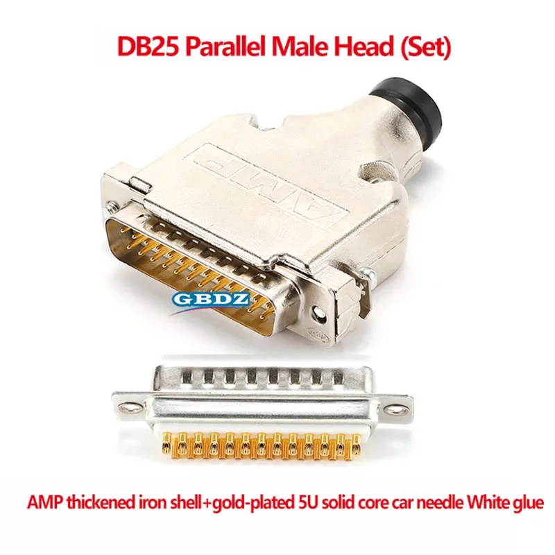 Gold Plated DB25 Parallel Port Connector 25 Pin Solid Pin AMP Metal Shell Male Female Header for Industrial Equipment Solder