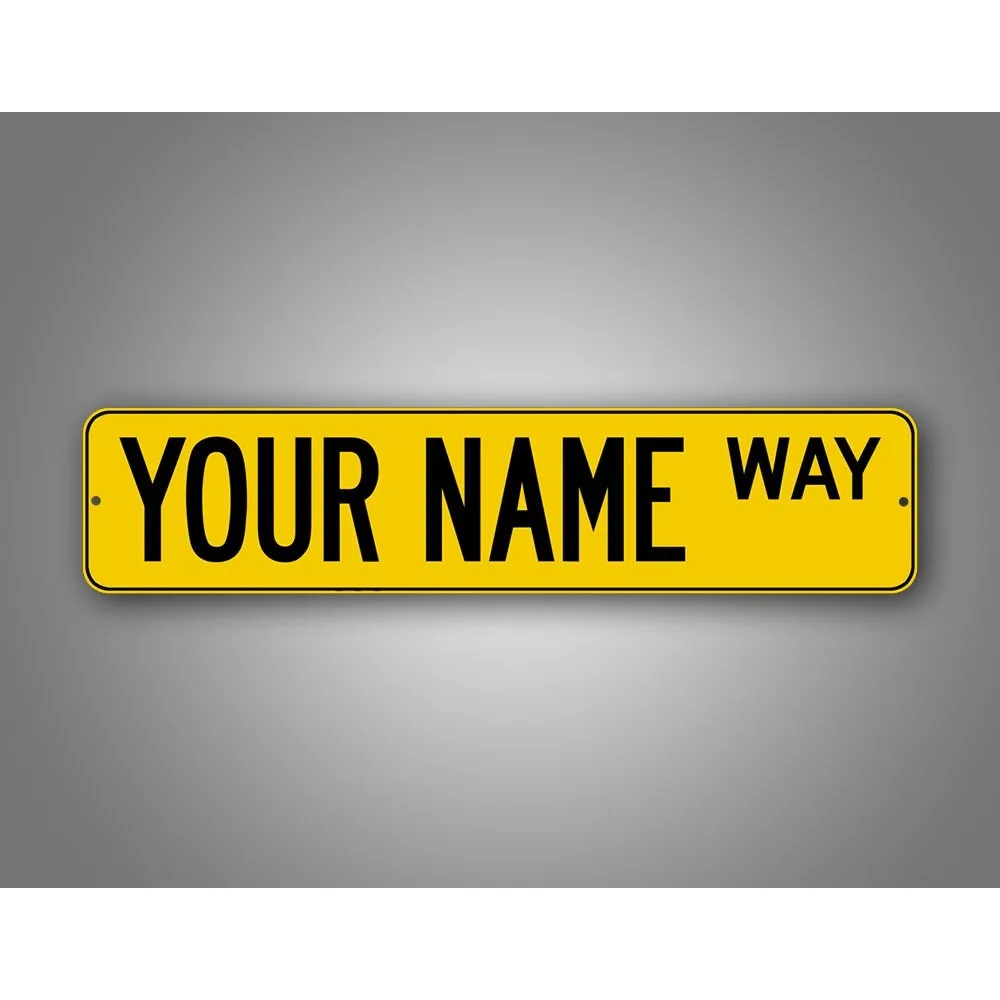 4x16 Inch Customizable Road Sign Yellow Black Color Personalized Any Text Novelty Street Sign (For Decoration Only)