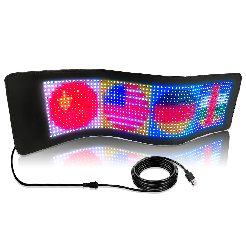 Car LED Module Strip Light RGB Flexible Display Color Screen App Bluetooth DIY Word Pattern Scroll Matrix Screen For Shop Home