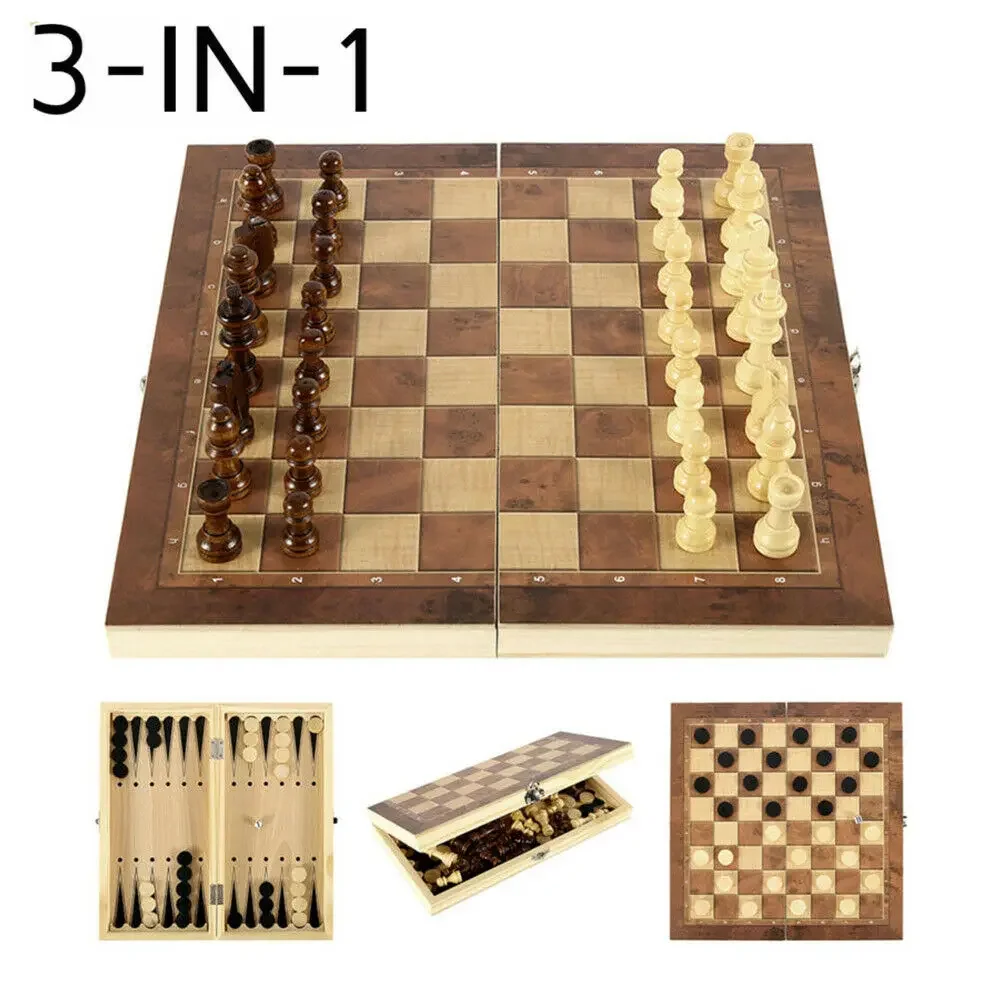 

Шахматы Деревянные Складные, 3 в 1, 24x24 см