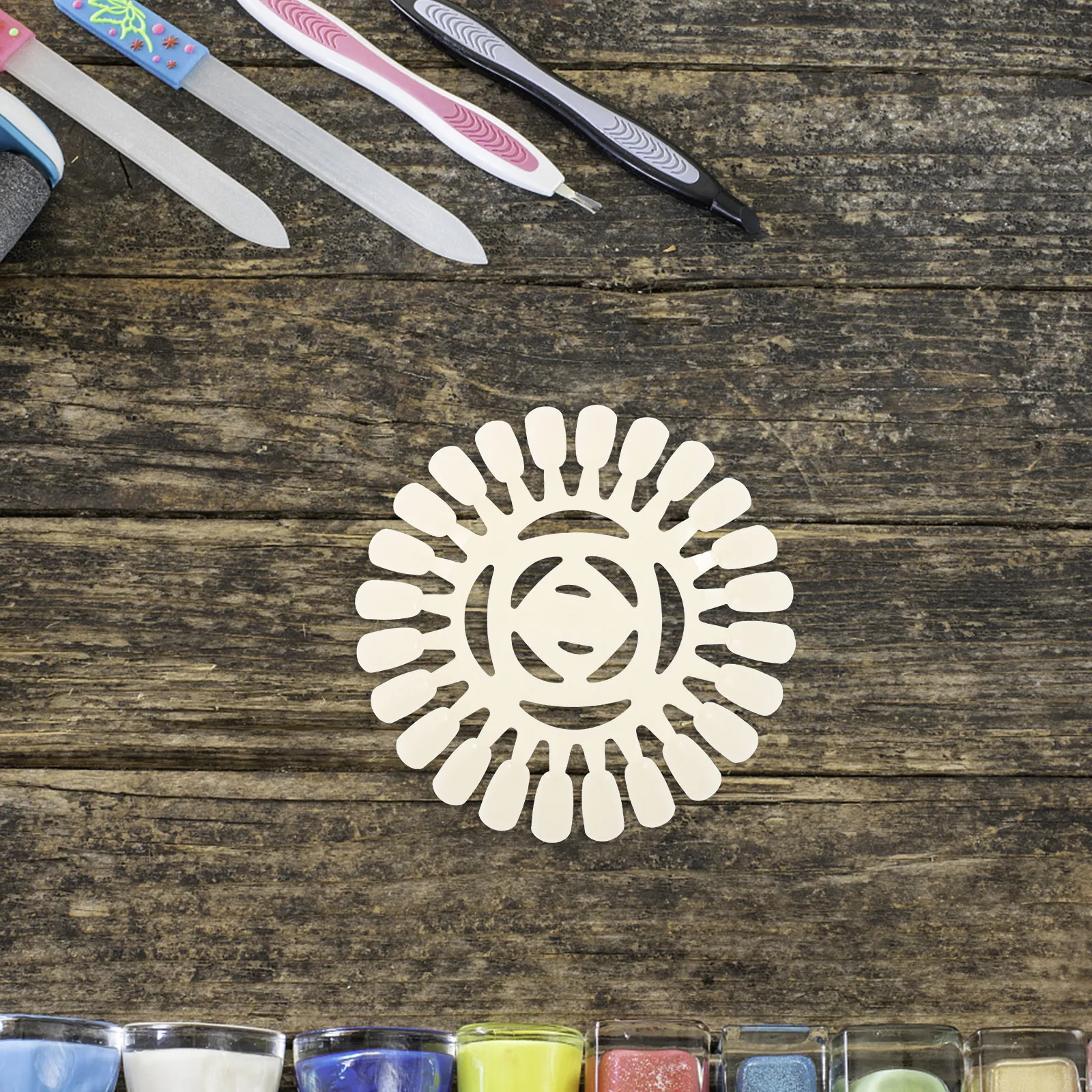 24-Tip Nail Color Display Wheel Durable Plastic Board Gel Polish Press-On Nails Compact Practice Tool Salon Home Use Nail Art