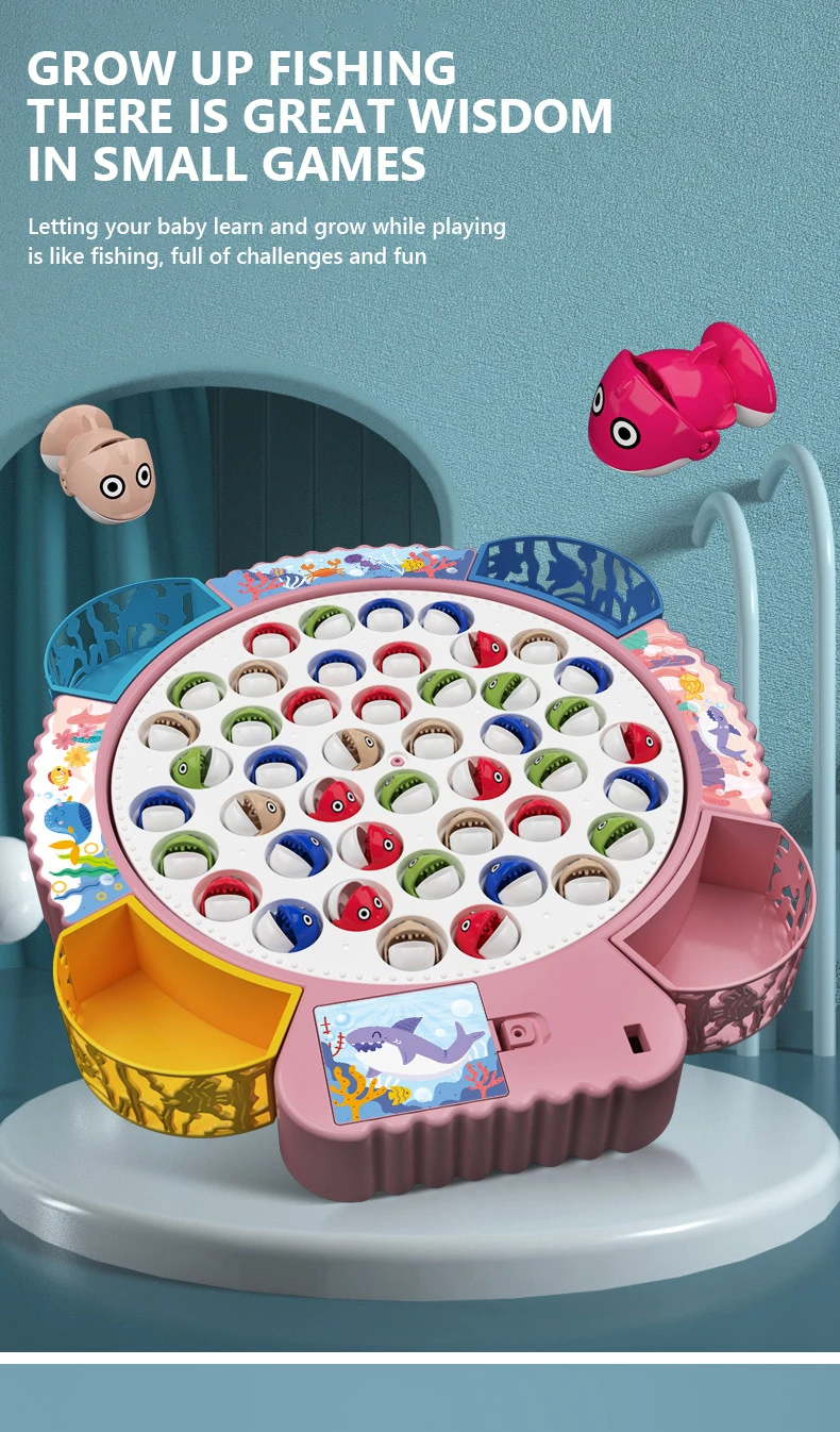 Montessori jogo de pesca elétrica para crianças brinquedos para crianças brinquedo de peixe quebra-cabeça música rotativa brinquedos de banho de bebê brinquedos ao ar livre