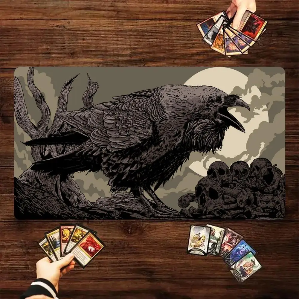 

Dark style crow pattern MTG Playmat Magic Card Battle Mat 35X60CM Desk mat tapete magic mtg Non-Slip Durable Stitched Edge