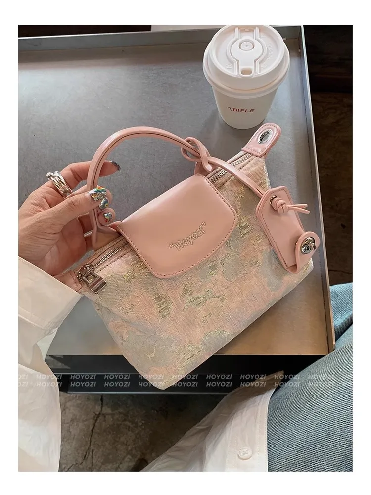 Ladies Mini hand-held dumpling pink bag, one shoulder, summer crossbody bag