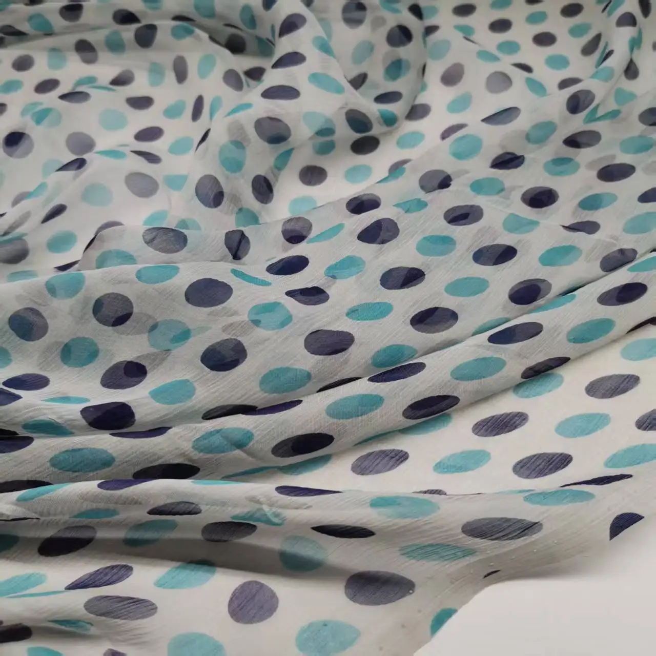 Dot Pure Silk Crepe Chiffon Transparent Gray Fabric Width 135cm Soft 6mm Dress Scarf DIY Sewing Material