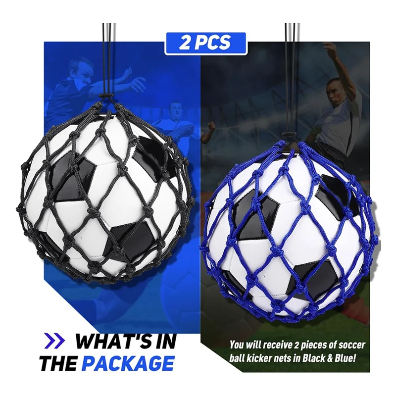 

ELOS-2PCS Hands-Free Football Kick Throw Solo Training Aid, Adjustable Waist Belt Soccer Ball Trainer Net