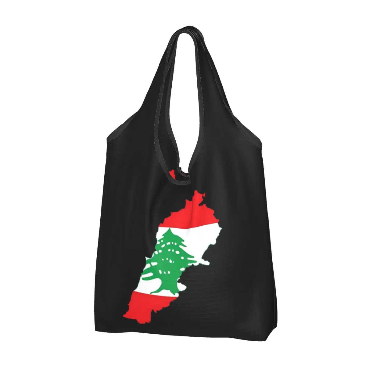 Reusable Flag Of Lebanon Shopping Bags for Groceries Foldable Grocery Bags Washable Large Tote Bags