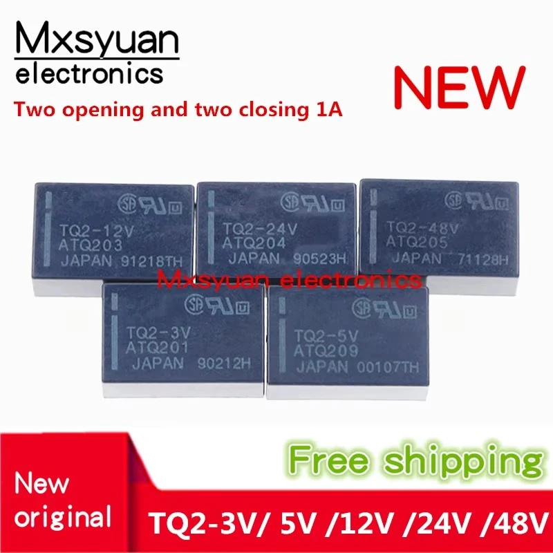 10PCS/LOT  TQ2-3V TQ2-5V TQ2-12V TQ2-24V TQ2-48V DIP10 ATQ209 ATQ203 ATQ204 Double opening and double closing 1A