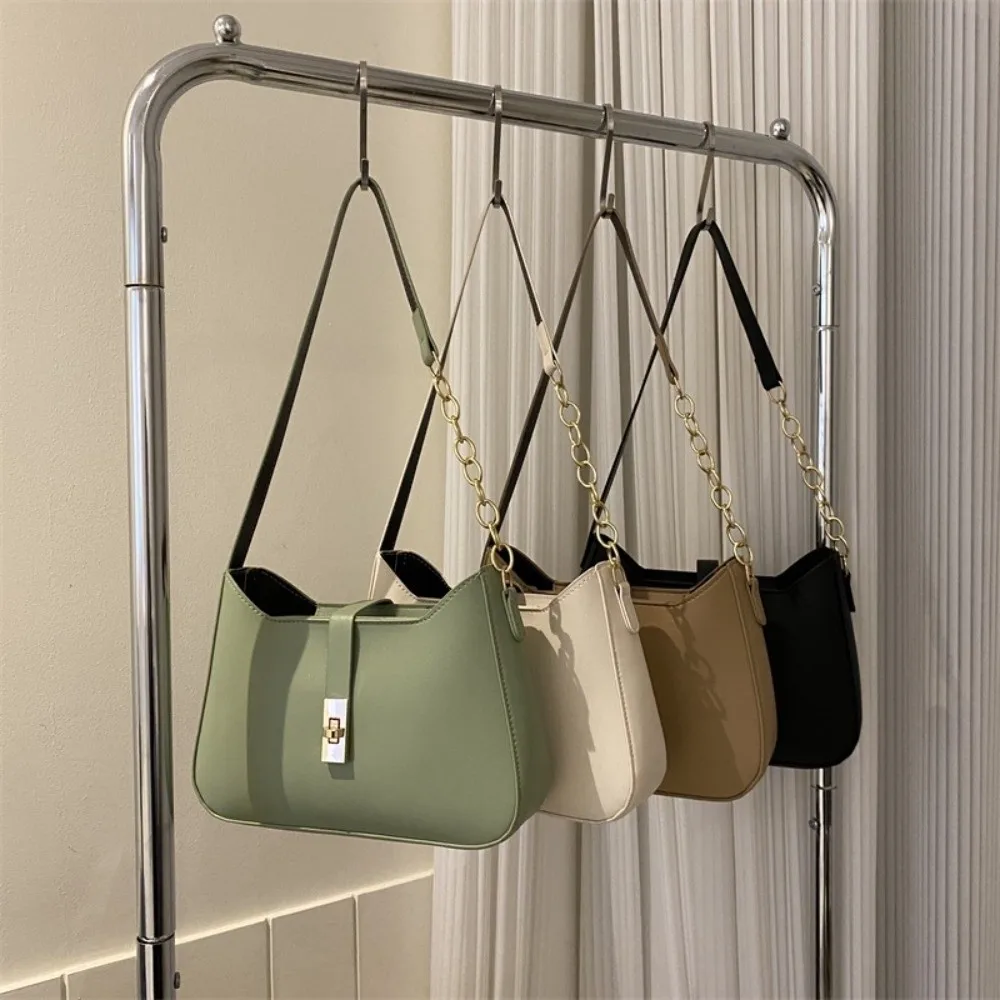 

Simple Fashion Solid Color PU Underarm Bag Shoulder Pouch Tote Bag Women Shoulder Bag Korean Style Coin Purse Chain Handbag Lady
