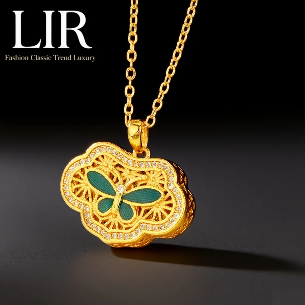 

LIR Fadeless Non - deformable Necklace: Enamel Hollow Butterfly, Latest Plating, Youthful Vibe, Women's Jewelry