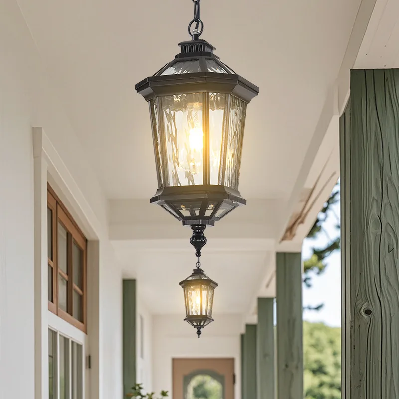 Outdoor Waterproof Rust-proof Courtyard Pendant Light for Corridor Aisle Balcony Lamp Villa Small Chandelier Garden