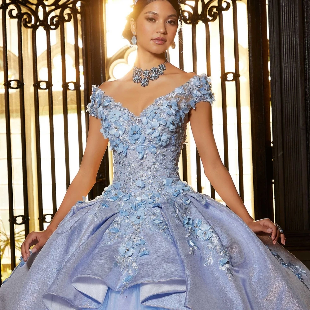 Belle robe de Quinceanera à fleurs 3D, robe de Rhà paillettes kly, robe de princesse classique, longue et douce, robes éducatives de 16 ans