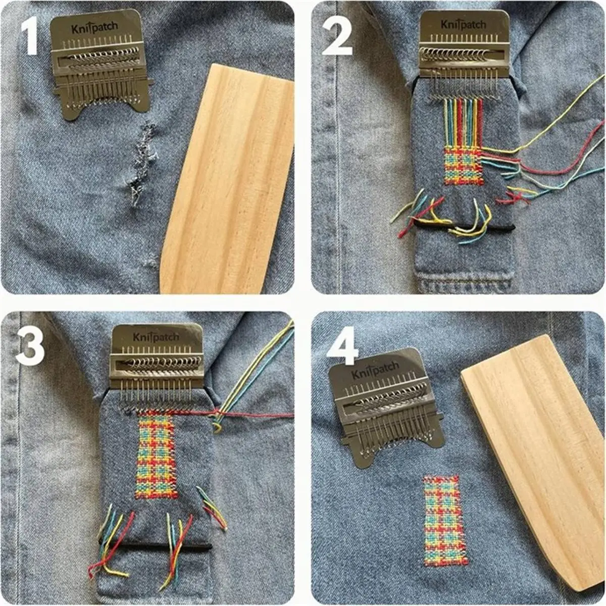 REST Knit Patch Kit Darning , Mini Portable Weaving Tool for Mending Jeans, Socks, and Clothes