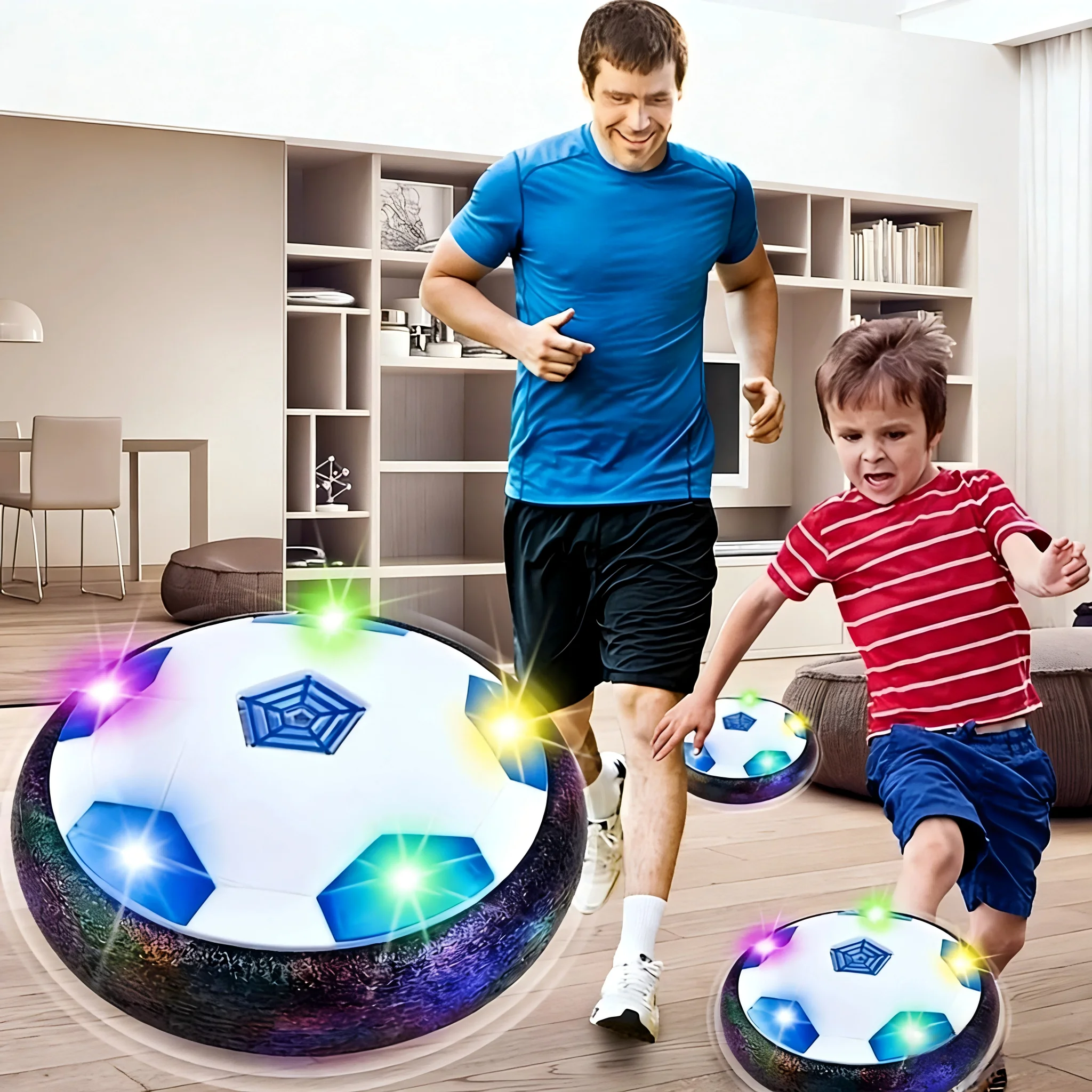 Balón de Fútbol Eléctrico Flotante con Luces LED y Música, Juguete Deportivo para Niños, Fútbol Flotante Eléctrico para Juegos al Aire Libre