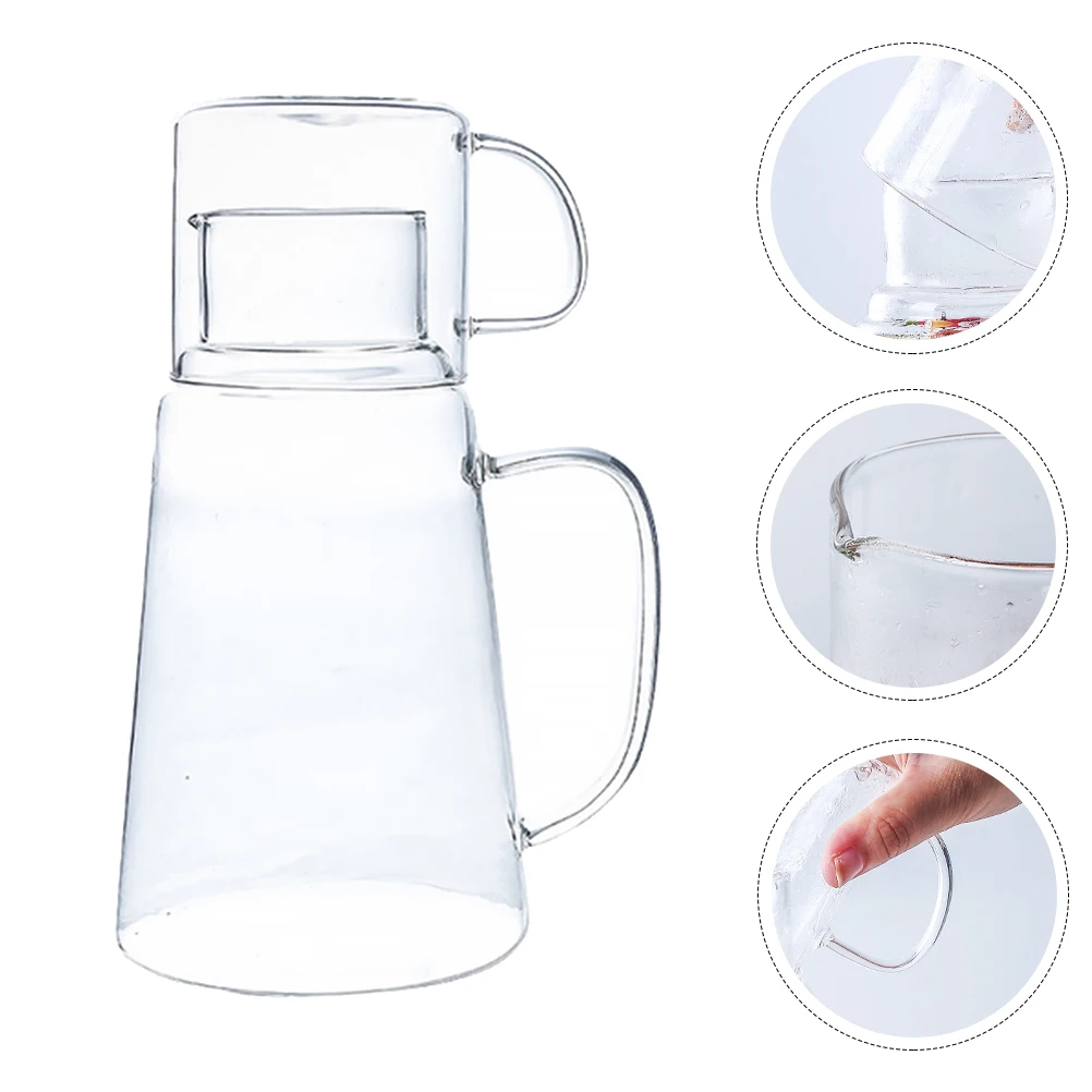 

1Set Glass Cold Water Pot Large Capacity Heat Resistant Juice Kettle Smooth Pour Spout No Leak Design for Hot Or Cold Drinks