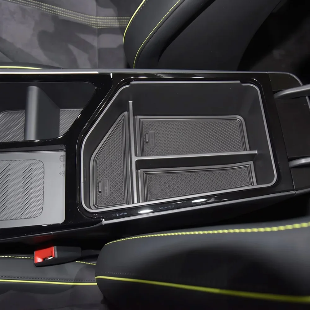 Für KIA EV6 2021 2022 2023 2024 LHD ABS Auto-Armlehnen-Aufbewahrungsbox Mittelkonsolen-Organizer-Ablage Auto-Zubehör – Detail 4