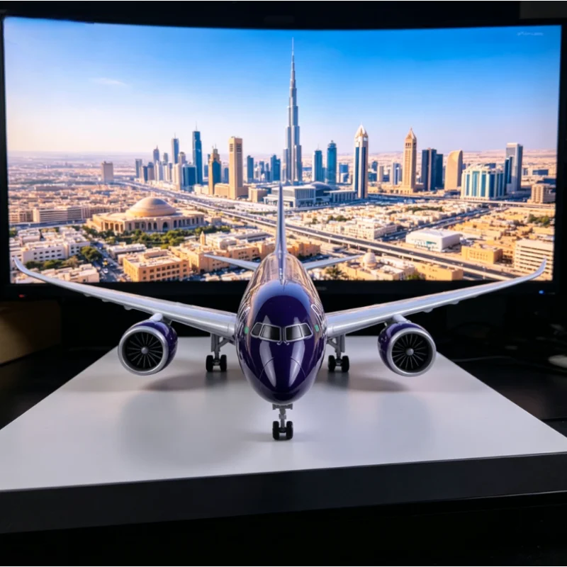 

1:130 Scale Saudi Arabia Riyadh Airlines Boeing 787 طيران الرياض Airplane With Light Collection Decoration Display Toys Gifts