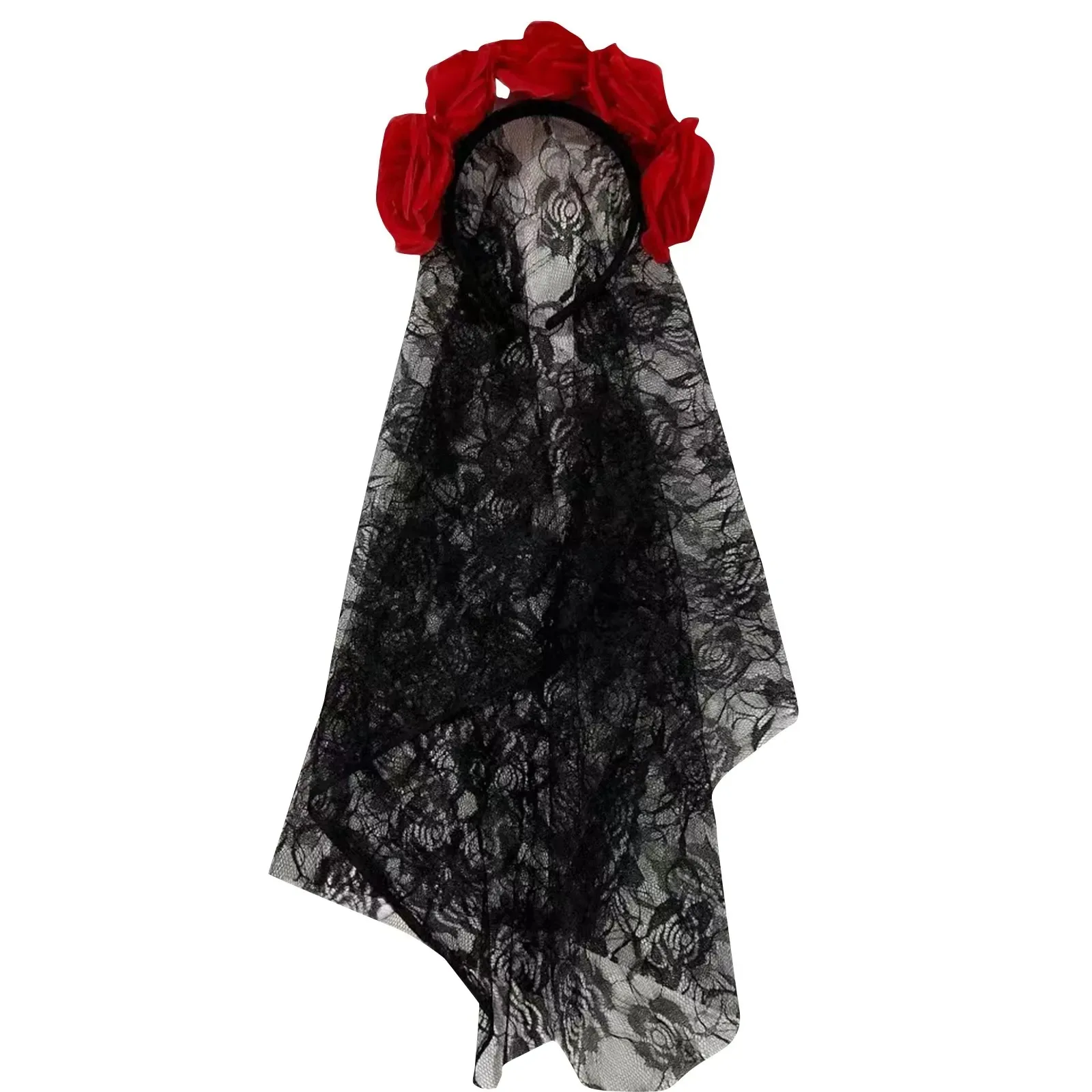 Bandeau à fleurs de Rose pour mariée d'halloween, accessoires de Cosplay en maille, couvre-chef de Simulation de mariage pour femmes et filles