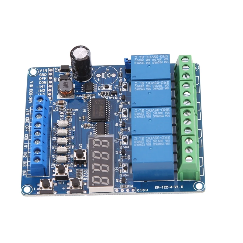 多機能リレーモジュール,セルフロックタイミング,4チャンネル,DC 8v-36v