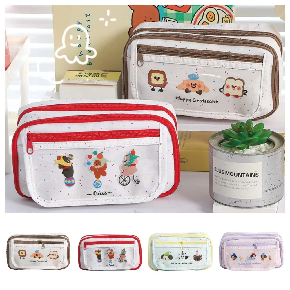 

Large Capacity Cartoon Pencil Case Animal Bear Dog Cosmetics Storage Stationery Storage Bag Handheld Zipper Makeup Bag Gifts