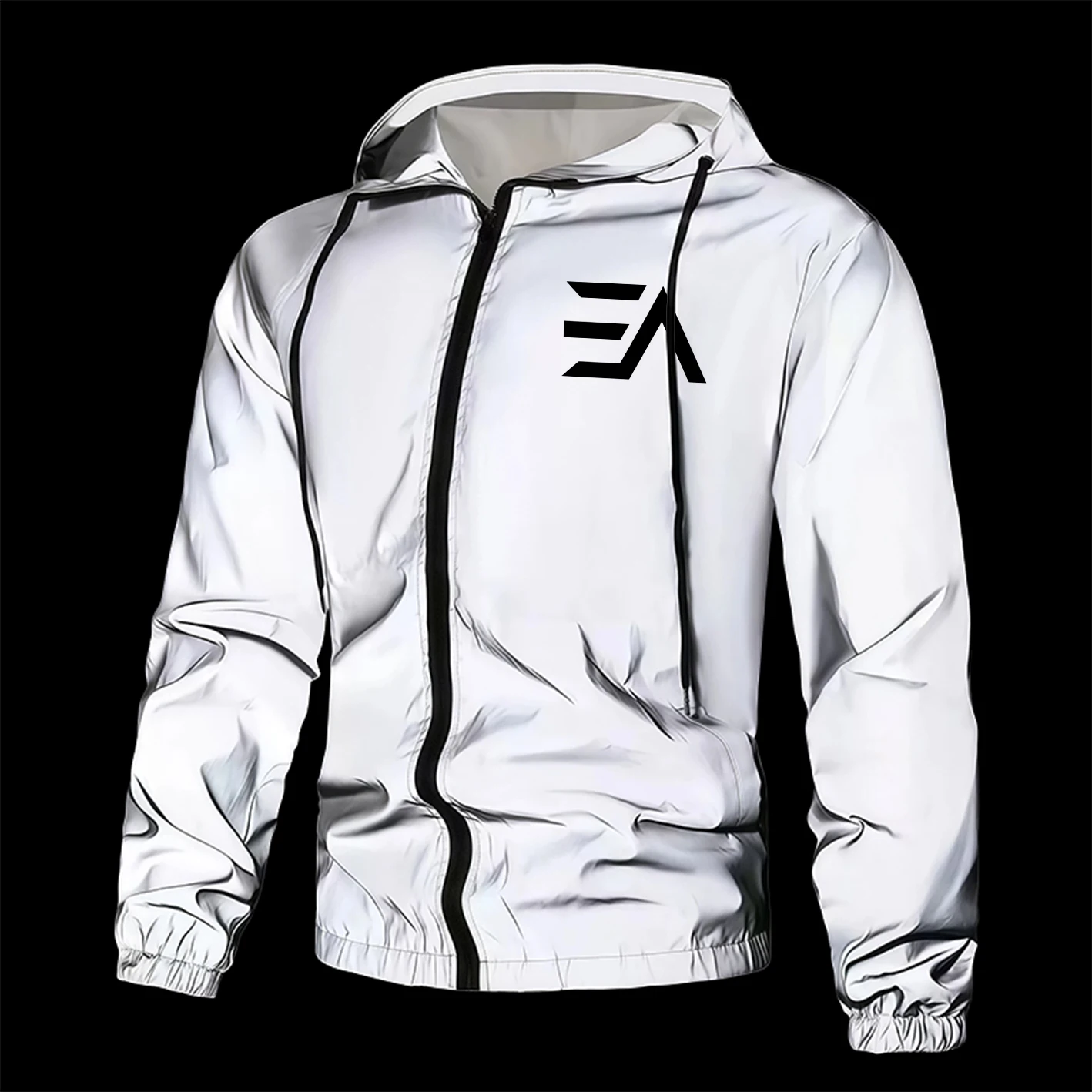 

Men's Reflective Jacket Full Zip Casual Outerwear Spring Autumn Polyester Lined Lightweight Windproof Safety Coat for Outdoor