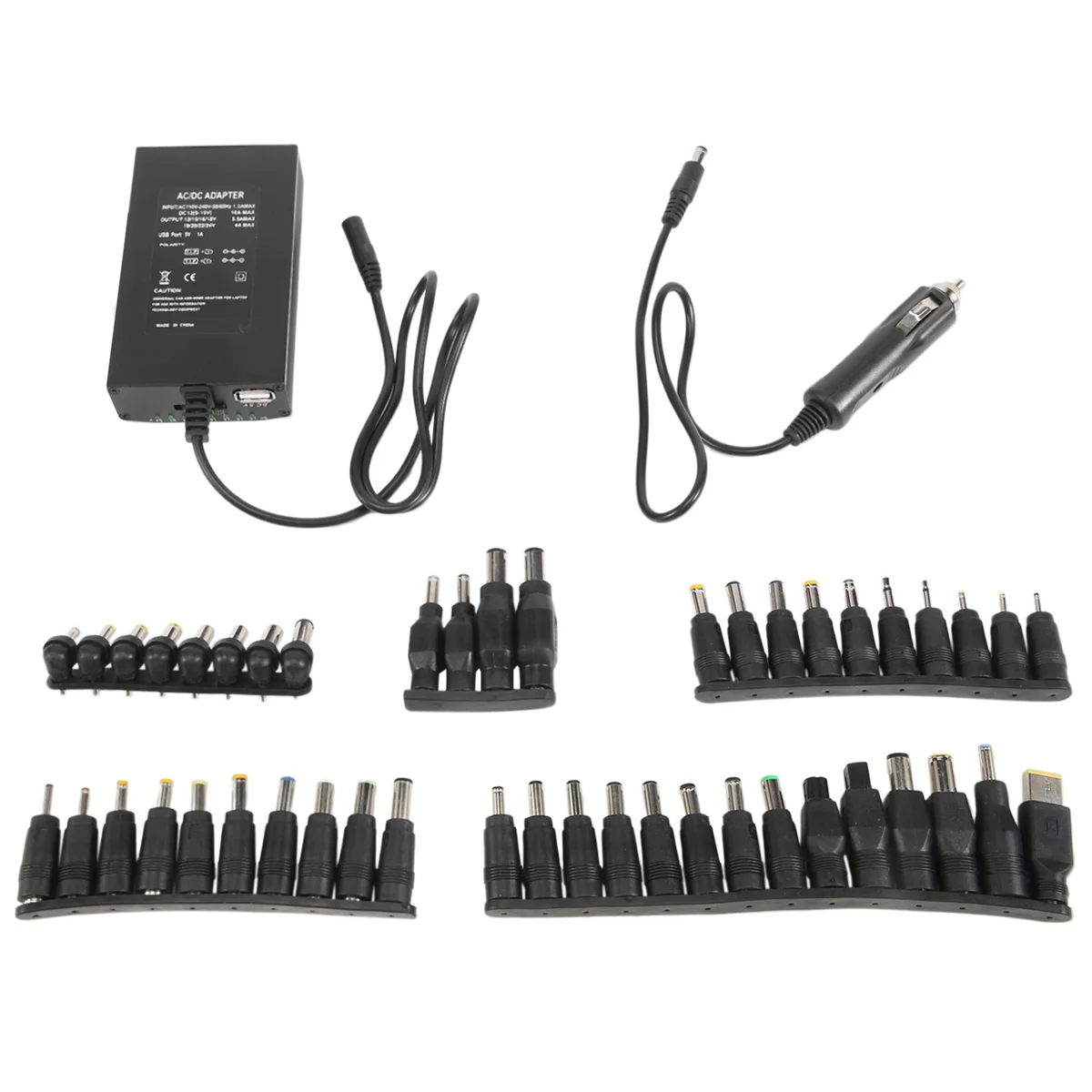 Universal 12V-24V AC Power Adapter Adjustable Car Home Charger USB12V Power Supply 100W 5A Laptop with 38Pcs DC Connector