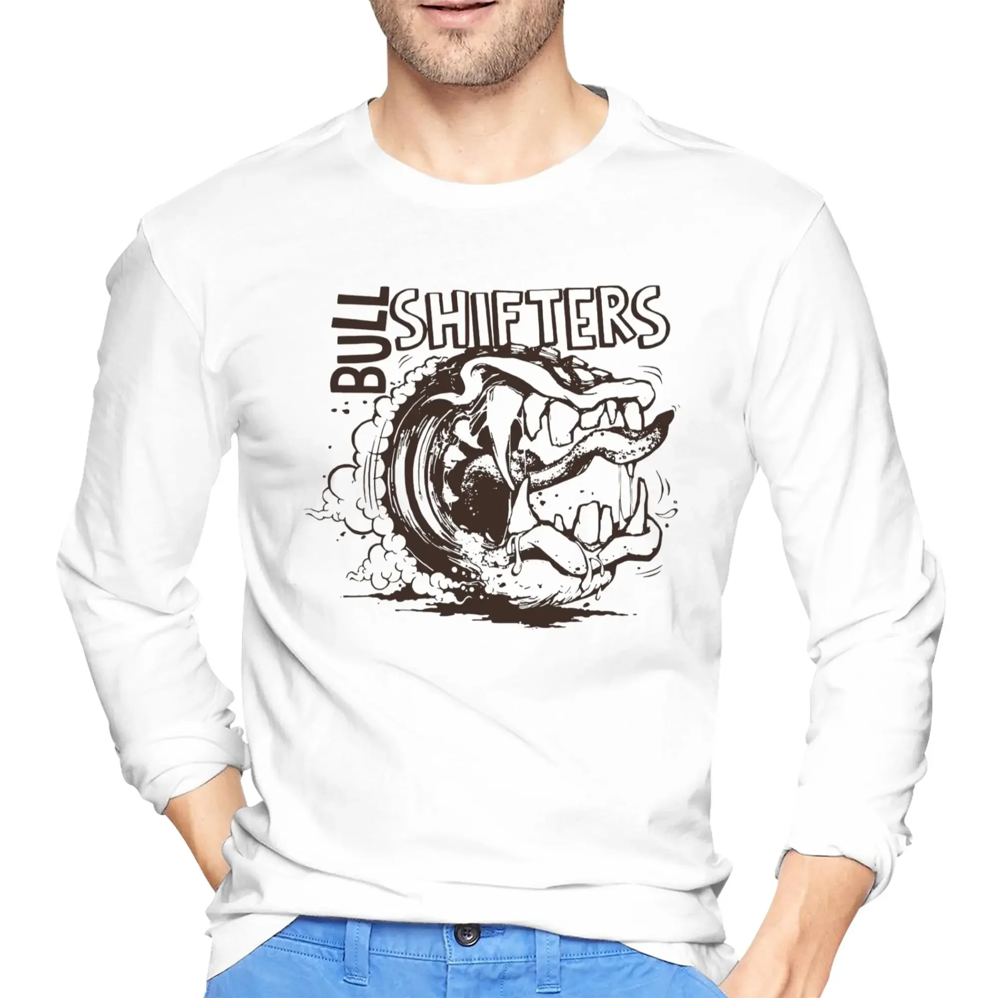 

Bull Shifters Men's Long Sleeved T-shirt Fashion Round Neck T shirts Spring and Autumn Men tops