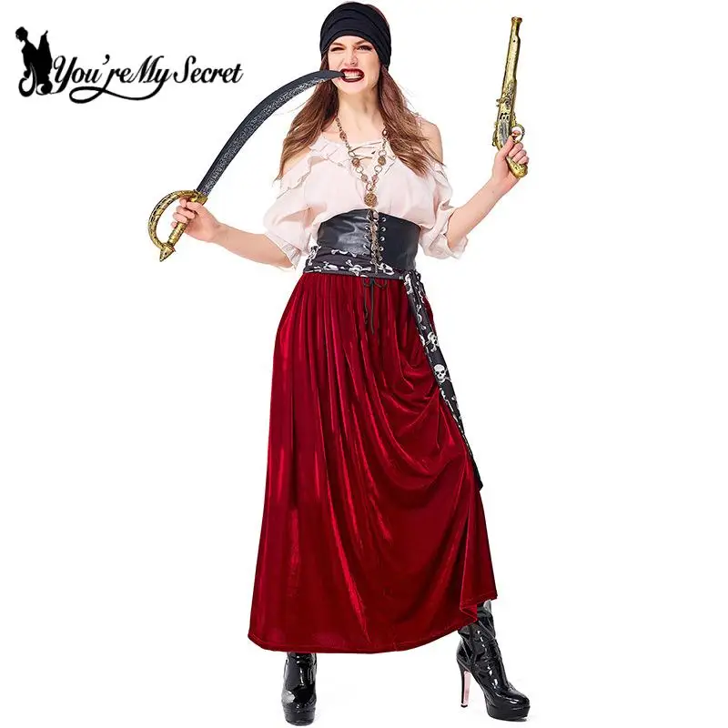 

[You're My Secret] Halloween Costume Adult Women Belted Pirate Costume Cosplay Party Costume Adult Gothic Women's Clothing 2025