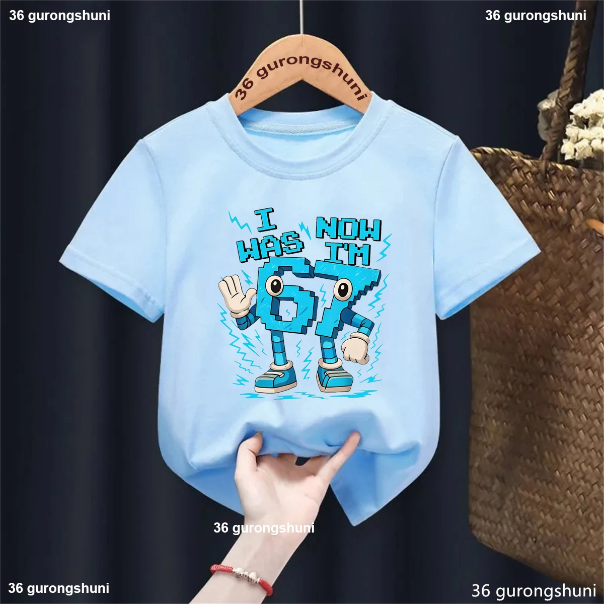 

7th Birthday Gift T-Shirt Italian Brainrot I Was 6 Now I Am 7 67meme Printed T Shirt Girls/Boys Funny Kids Clothes Summer Shirt