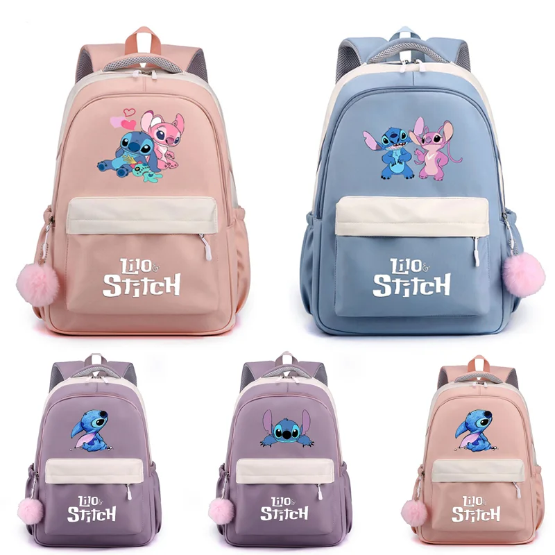 

MINISO Lilo Stitch Cute Cartoon Backpack Teenager Fashion Male Female Student School Bag Waterproof Knapsack Mochila