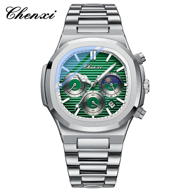 CHENXI Men's Business Watches Fashion Original Waterproof Luminous Calendar Clock Luxury Quality Steel Strip Quartz Wristwatch