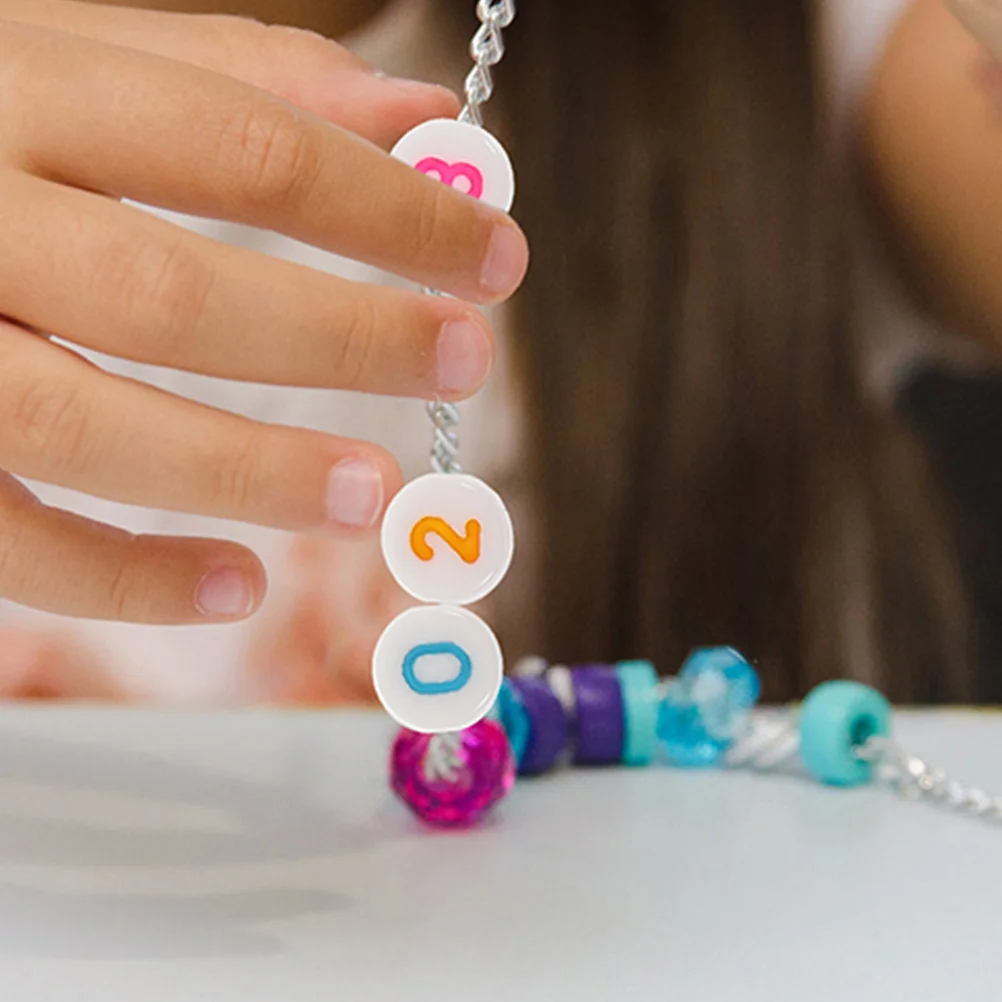 

200pcs Digital Bead Keychain Accessories Number Beads Bracelet Making Diy Acrylic Jewelry Loose Beads Handmade Crafts Storage