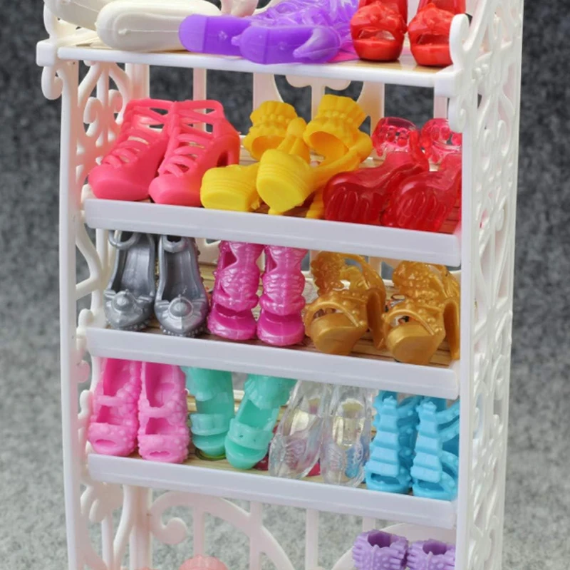 50 paar poppenschoenen hoge hak schoenen pop laarzen platte schoenen set voor 11,5 inch meisjespoppen verschillende verschillende verschillende kleuren mode schoenen