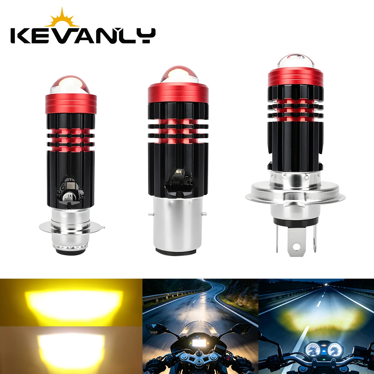 1PCS Motorcycle LED Headlight Bulbs H4 BA20D P15D LED Lens Projector Spotlight White Yellow High And Low Beam DRL Driving Light