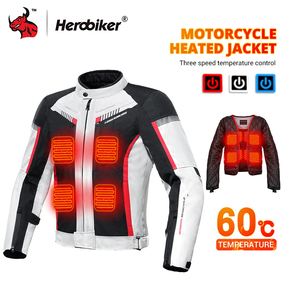 

Waterproof Motorcycle Jacket for Men With Heated Lining Winter Warm USB Electric Heating System for All Weather Riding
