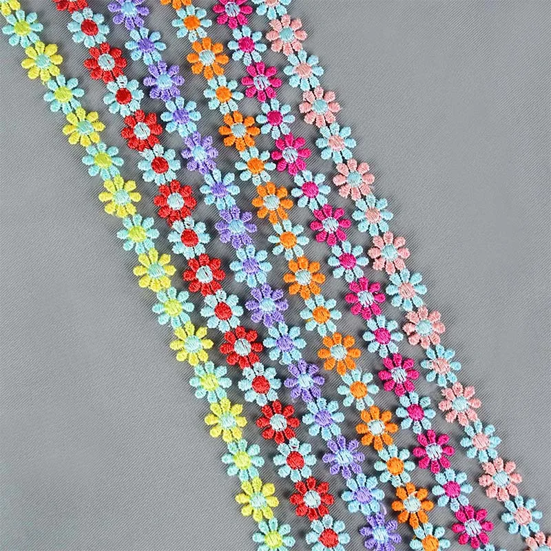 3 Yards Daisy Flower Lace Roll Embroidered Water Soluble Polyester Trim Ribbon DIY Clothing Garment Accessories Sewing Trimmings