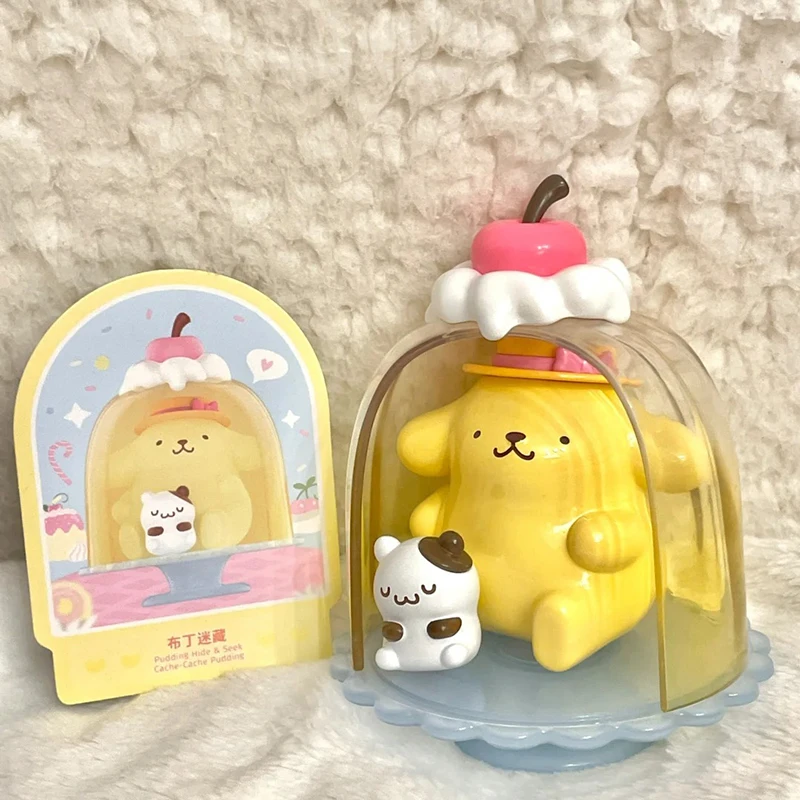 Sanrio comida diversão série caixa cega minha melodia cinnamoroll pochacco pompom purin kuromi kawaii anime figura brinquedo decoração menina presente de natal