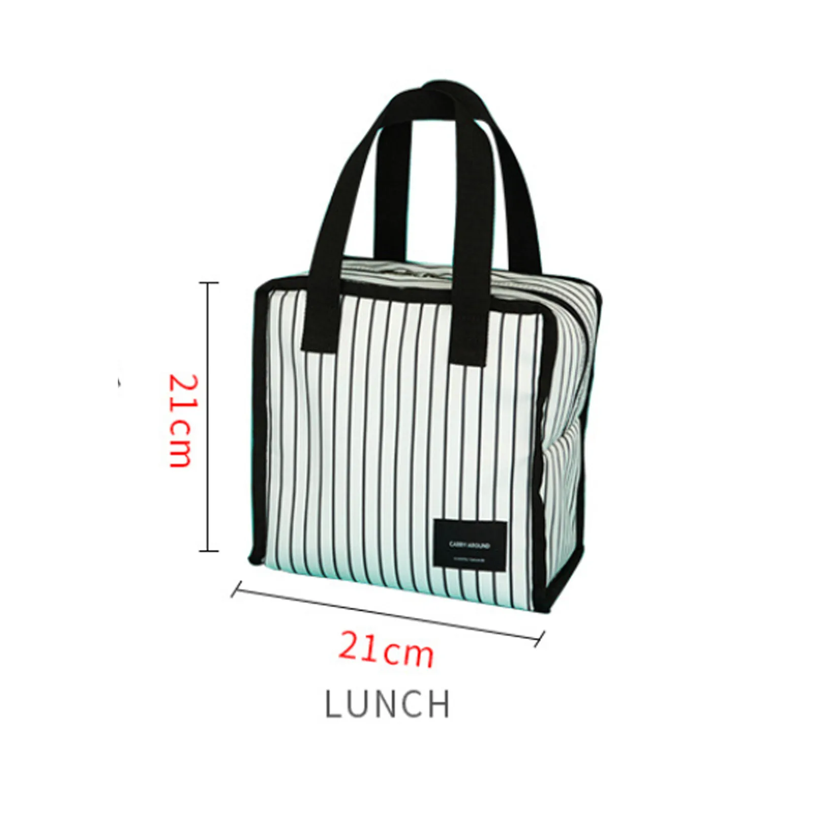 Black And White Stripes Simple Insulated Thermal Camping Bag Picnic Cooler Bag Camping Accessories Office Worker Lunch Box