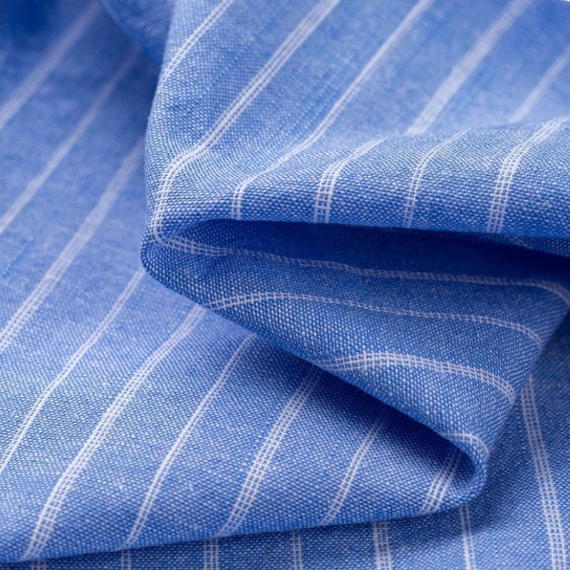 Solid Color Plaid Stripe Cotton Linen Man Shirt Long Sleeve Shirt for Men Fashion Casual Business Formal Long-sleeved Shirt Man