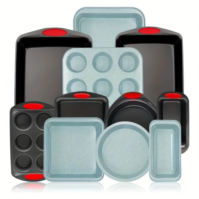 

Baking Pan Sets Oven, with Baking Sheet/Cookie Sheets, 2 Round Cake Pans, Baking Pan, Square Pan, Bread Pan, 12 Cup Muffin Pan, Pizza Pan, Kitchen Essentials Sets, Carbon Steel Commercial Grade Restaurant Quality, Gifts