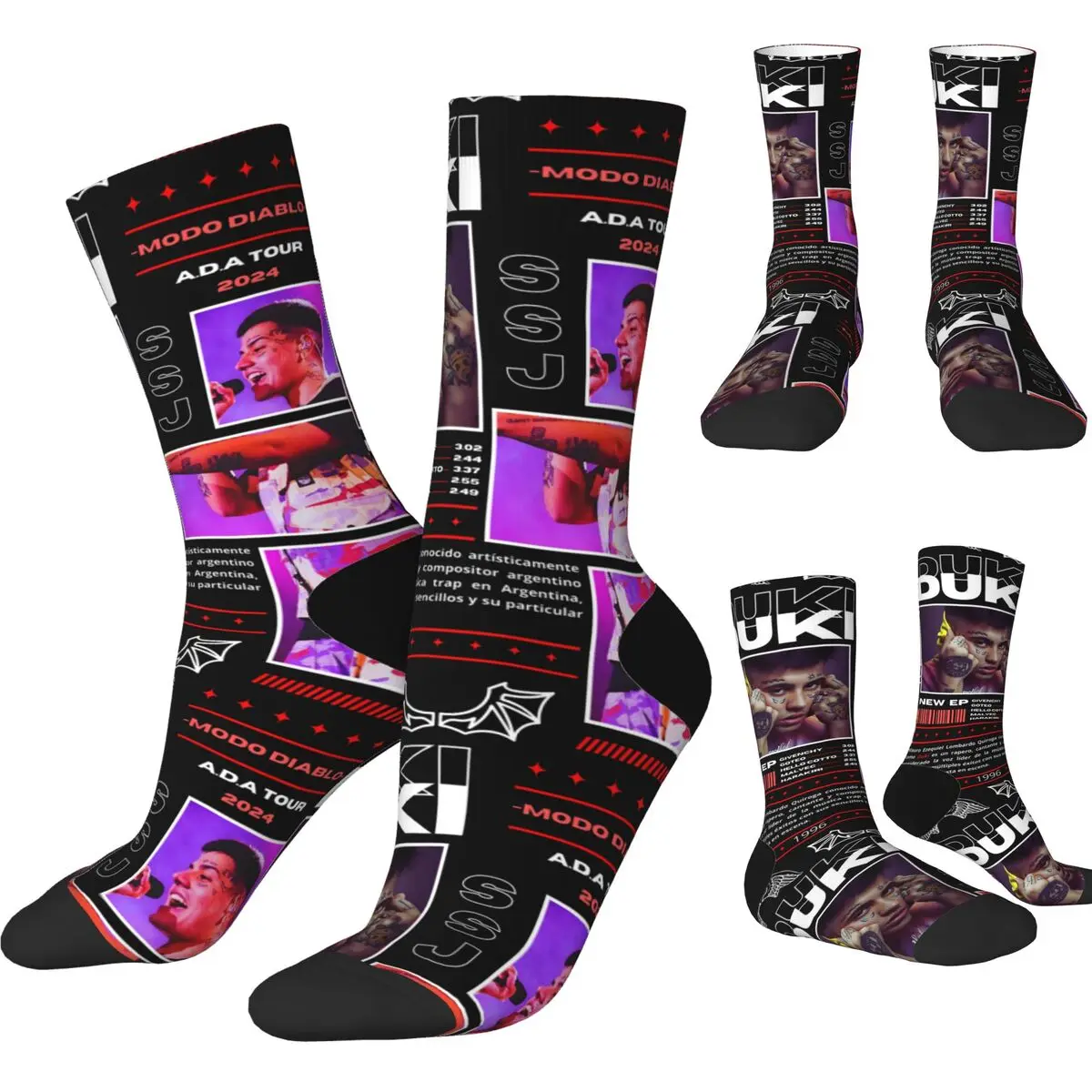 Autumn Winter Fashion Unisex Duki Singer Rapper Album Tour 2024 Socks Sweat Absorbing Basketball Socks