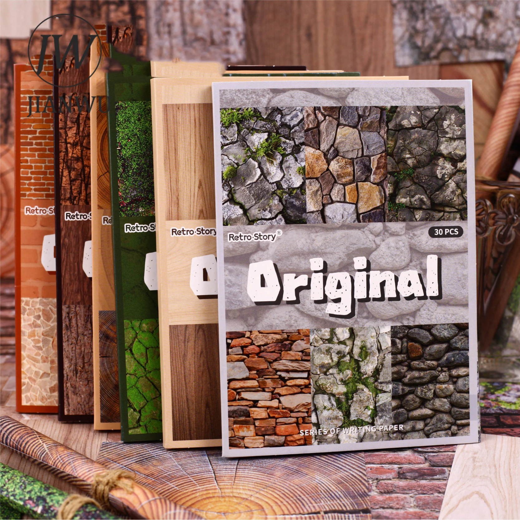 JIANWU Native Series Vintage Tree Pattern Stone Landscape Collage Scrapbooking Material Paper Creative Junk Journal Stationery