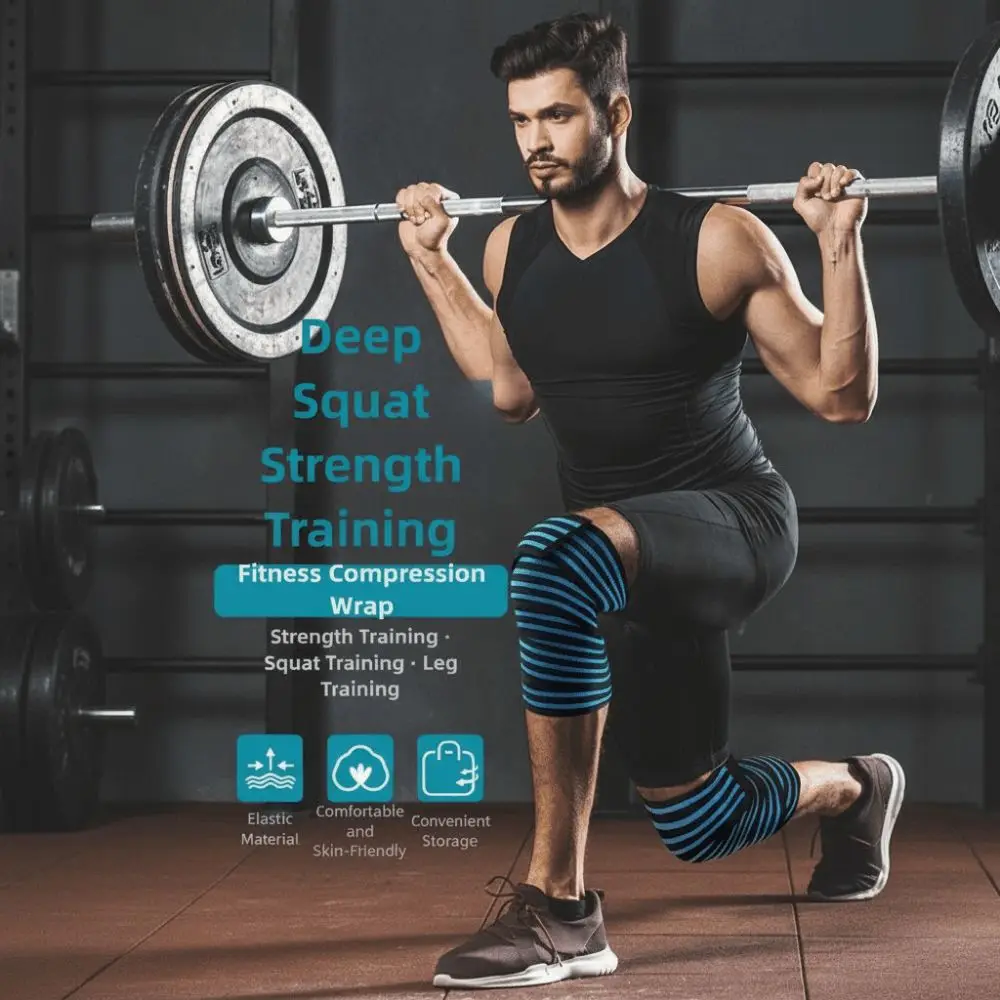 

Эластичные наколенники, компрессионные ремни 180*8 см, наколенники, спортивная безопасность, профессиональные наколенники для приседаний, тренировочные наколенники