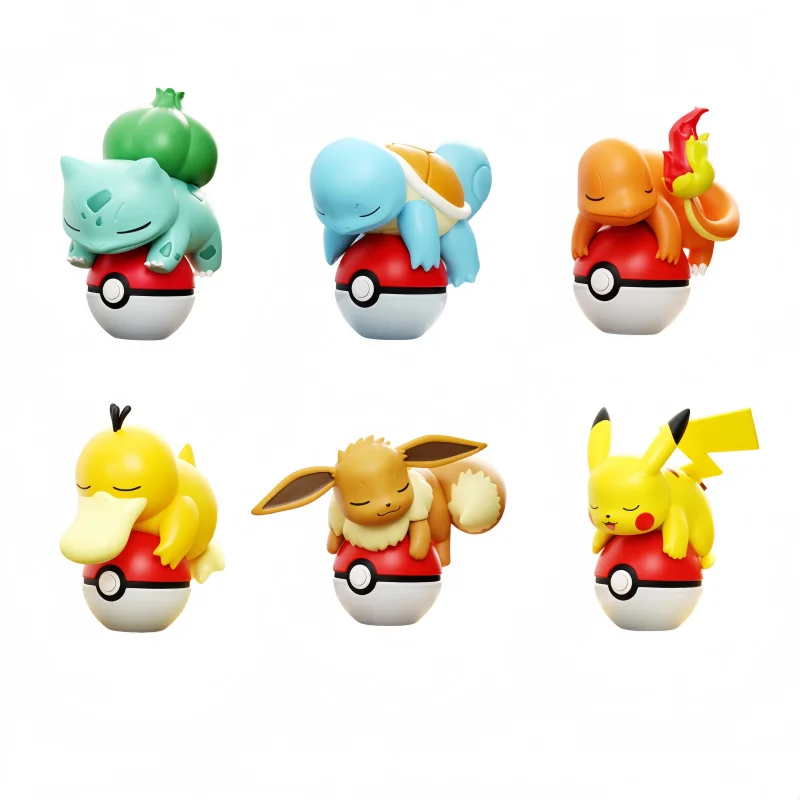 Figuras de acción de Pokémon, Pikachu, Bulbasaur, Eevee, mini figura luminosa, Poké Ball, modelo de escritorio, adorno, juguete, regalo de Navidad
