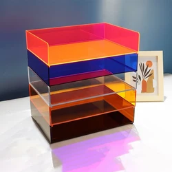 Acrylic A4 File Organizer for Desk Stackable Letter Tray Office Paper Organizer Storage Desktop Document File Sorter Organizer