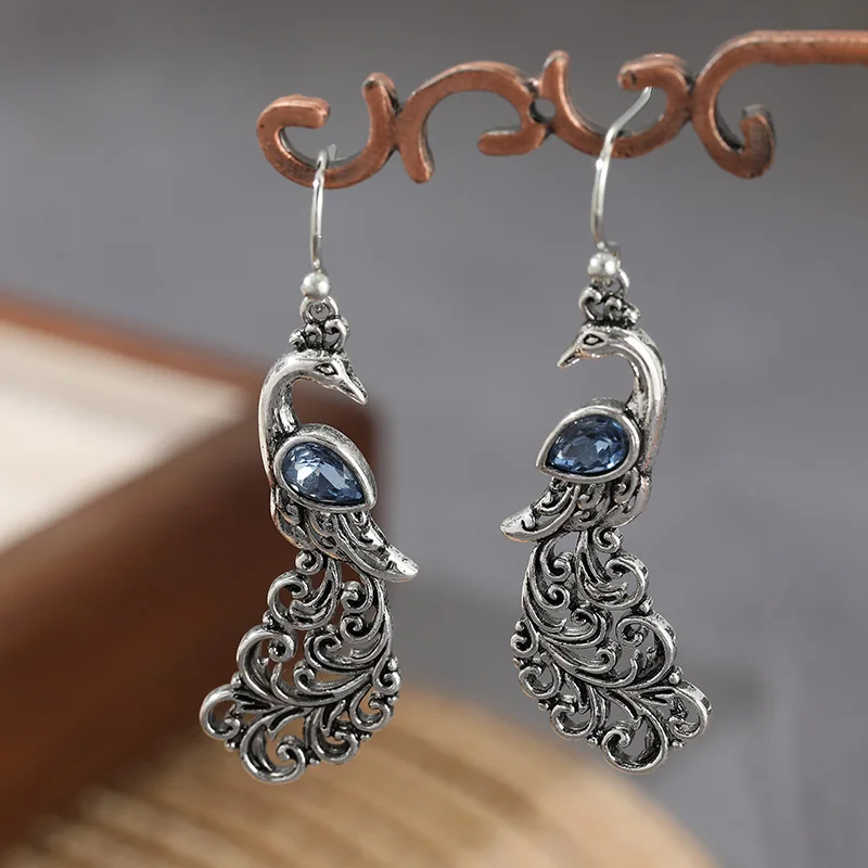 Elegante Baumeln Ohrring Vintage Vogel Tropfen Ohrring Pfau Taube Feder Flügel Baumeln Ohrring Mode Tier Schmuck Für Frauen