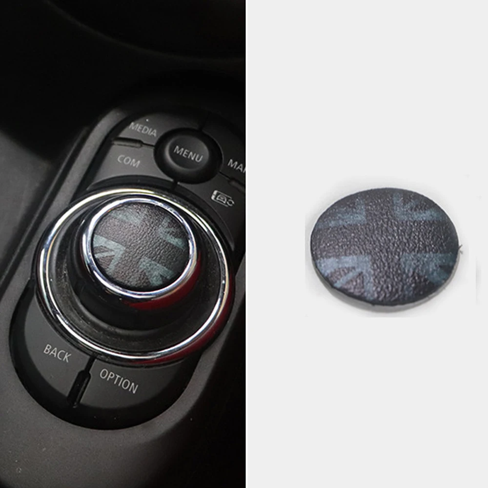 Auto Knob Decor Decal Car Central Control Multimedia Button Cover Leather Sticker For MINI Cooper F56 F55 F57