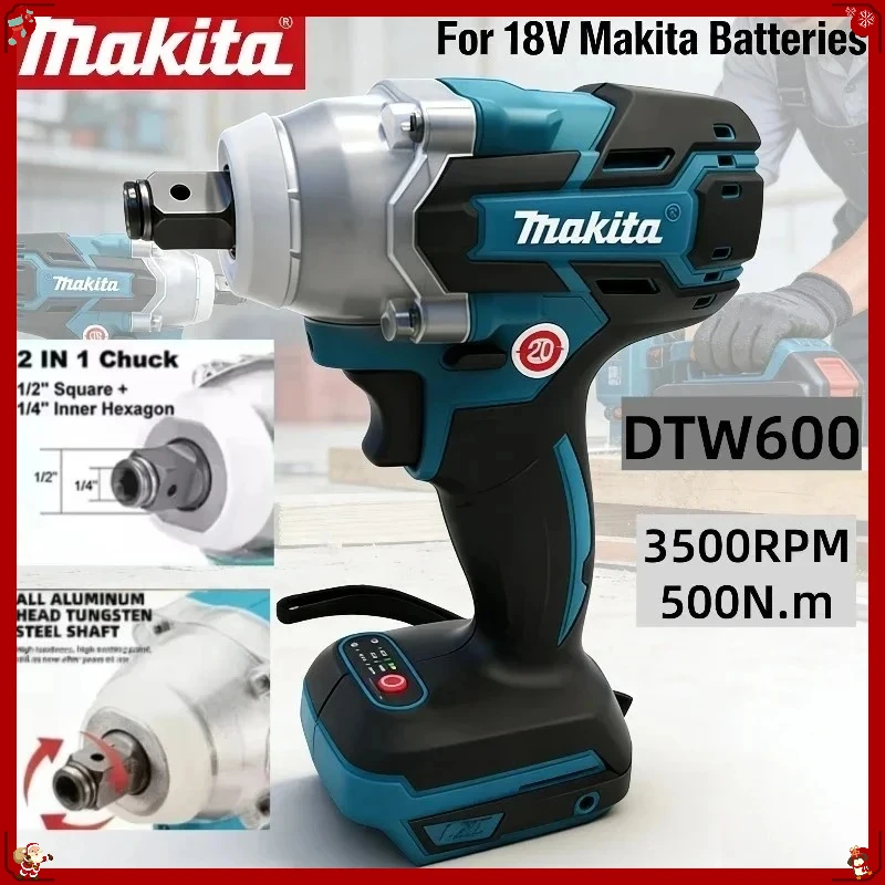 

Аккумуляторный ударный гайковерт Makita DTW600 с высоким крутящим моментом, бесщеточный, перезаряжаемый, для авторемонта, работает от аккумулятора Makita